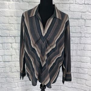 Quizz woman stretch hook front stripe Longsleeve blouse sz 20 women